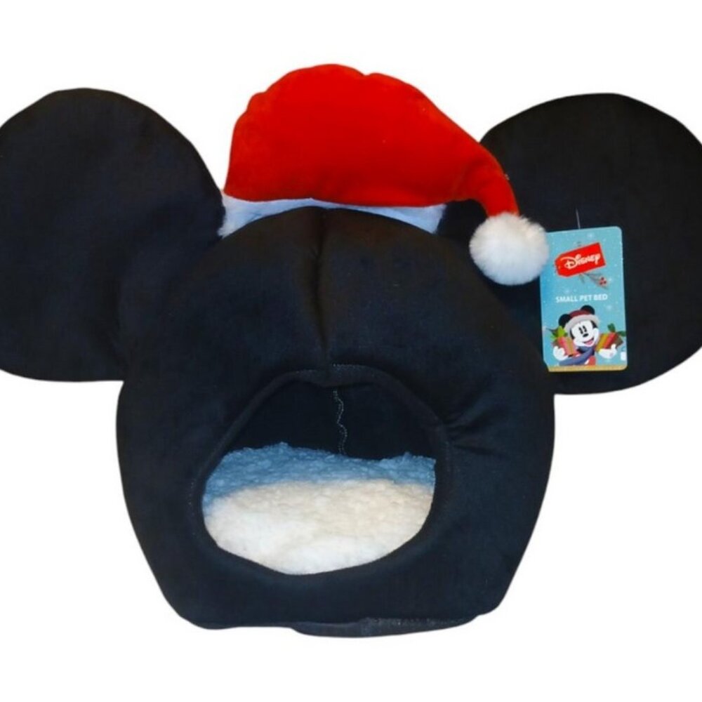 NWT Disney Mickey Mouse Christmas Santa Ears Small Pet Bed